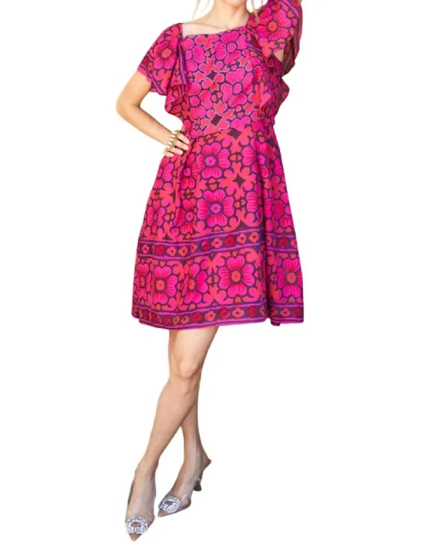 Women's Office Clothing Women's Short Floral Dress In Pink