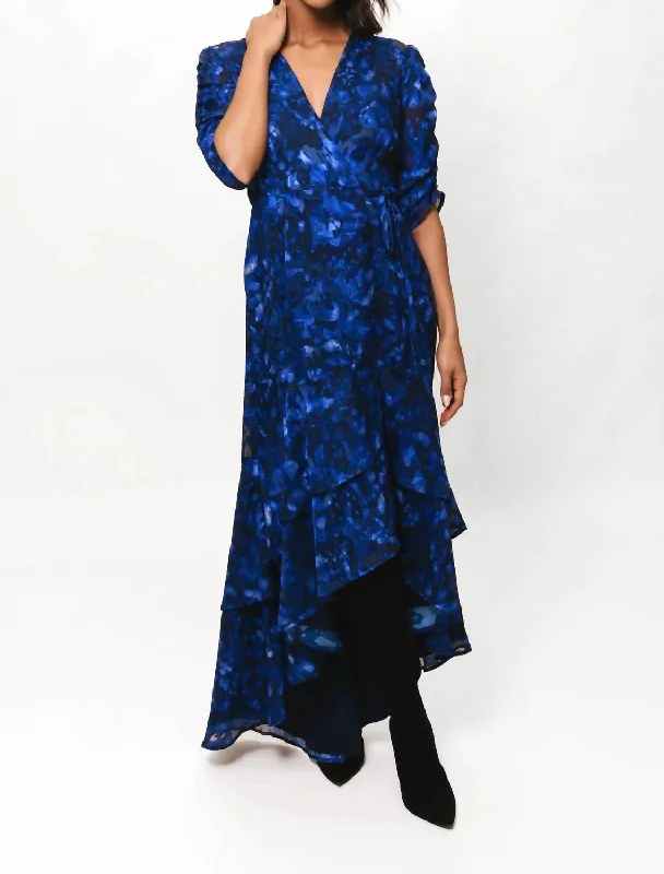 Women's Seasonal Apparel Pomona Maxi Dress In Cobalt Shibori Floral