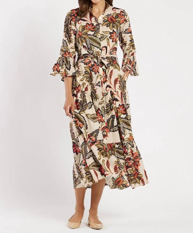 Sustainable Women's Clothes Roxie Dress In Falling Floral Almond