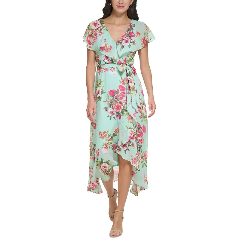 Women's Chic Apparel Jessica Howard Womens Floral Faux Wrap Cocktail And Party Dress