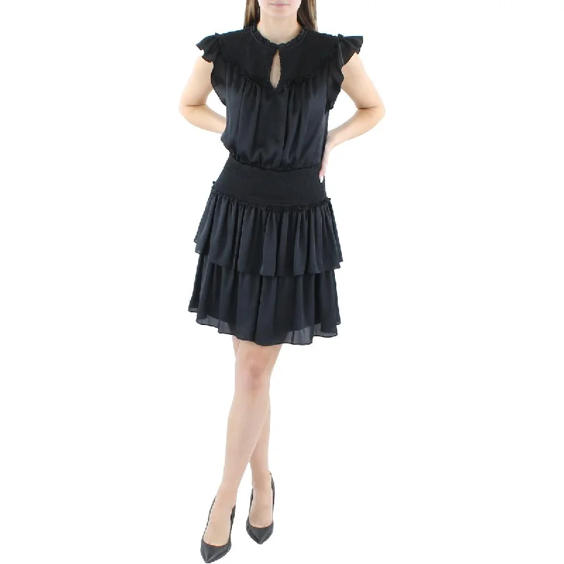 Women's Holiday Outfit BCBGMAXAZRIA Womens Tiered Ruffle Mini Dress