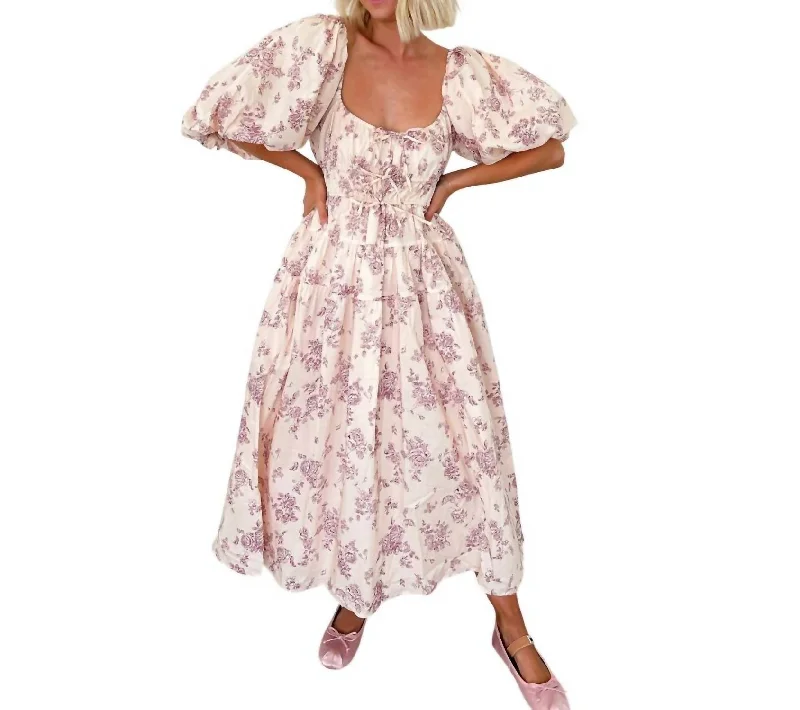 Charming Women's Garments At My Happiest Midi Dress In Pink Floral