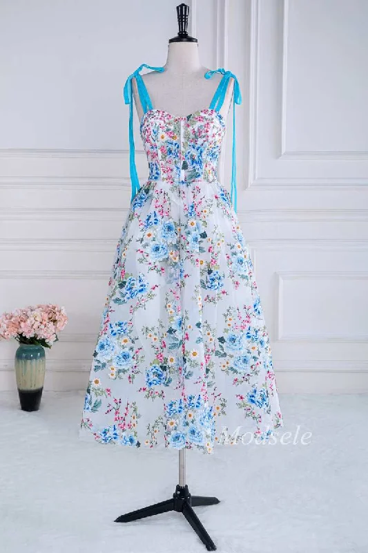 Women's Casual Clothing For Lounging Floral Embroidery Sweetheart Lace-Up A-Line Prom Dress