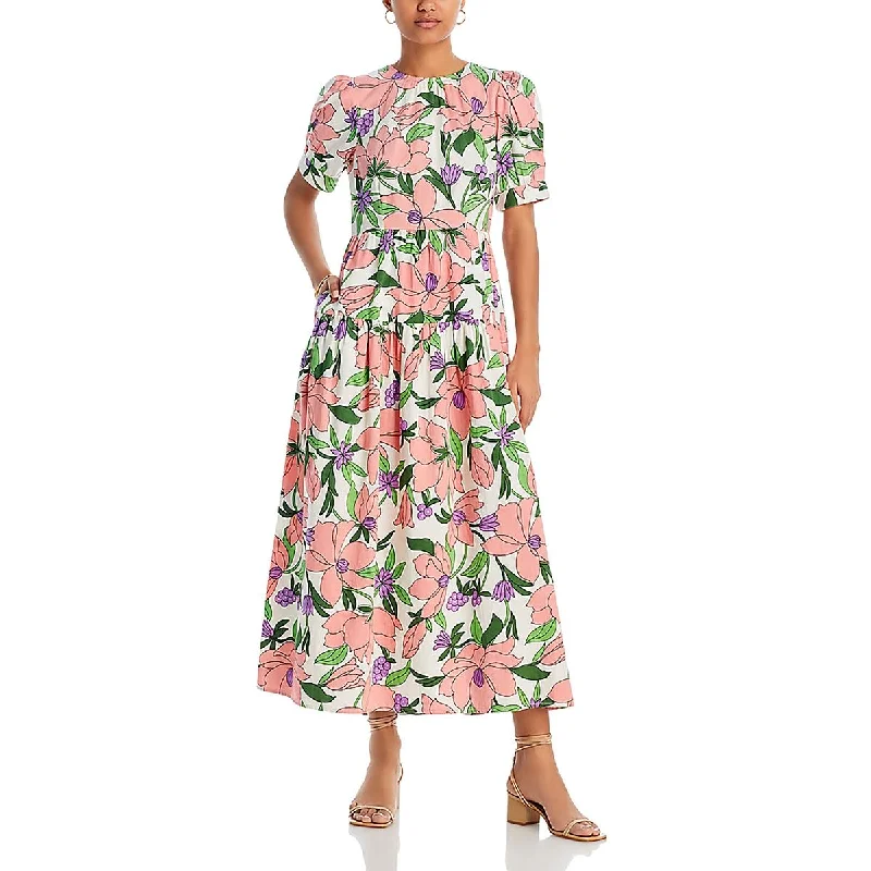 Women's Professional Attire Jana Womens Floral Open Back Midi Dress