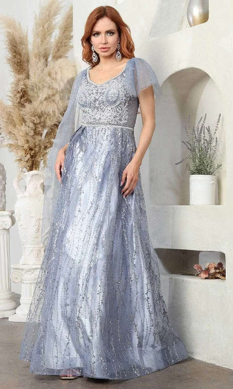 Women's Casual Clothing For Lounging May Queen RQ8071 - Beaded Appliqued Scoop Prom Gown