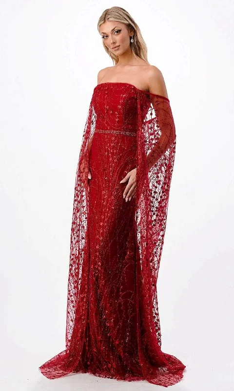 Women's Clothes And Apparel Trevi Collection P2300 - Glitter Off Shoulder Evening Gown