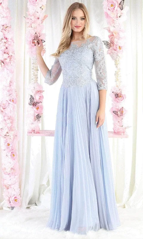 Women's Clothing May Queen MQ1980 - Illusion Quarter Sleeve Formal Gown