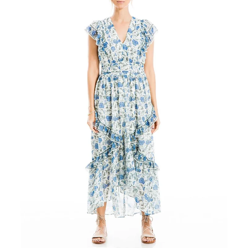 Women's Resort Attire Max Studio Womens Floral Ruffle Midi Dress