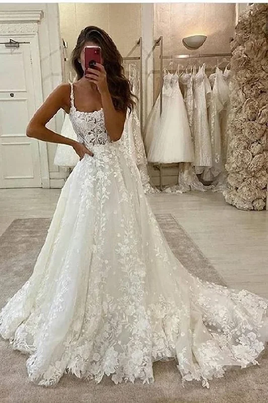 Women's Urban Clothing Gorgeous Ball Gown Scoop Neck Open Back Lace Wedding Dresses,Luxurious Wedding Gowns      S3786