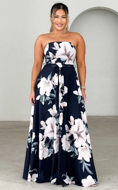 Comfortable Garments For Women Tamra Maxi Dress - Navy Floral