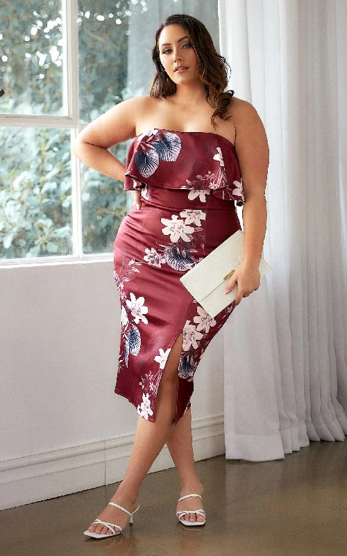 Women's Evening Wear Attire Trisha Dress - Wine Floral