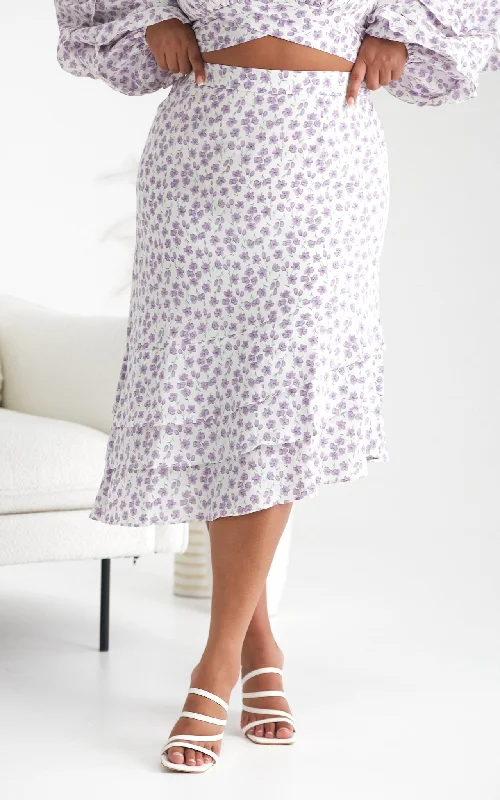 Women's Functional Outdoor Garments Luella Skirt - White Lilac Floral