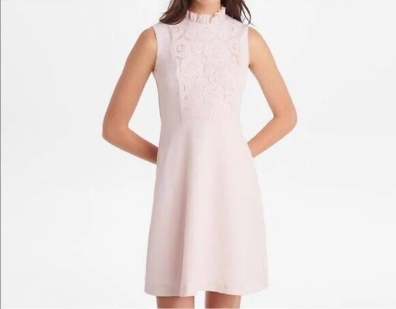 Women's Casual Wear Outfit Ruffle Floral Lace Cocktail A Line Dress In Pink