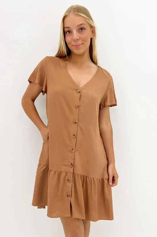 Women's Clothing For Casual Outings Kayla Mini Dress Tan