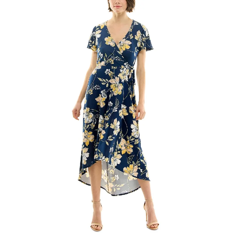 Women's Seasonal Apparel BCX Womens Floral Print Jersey Fit & Flare Dress