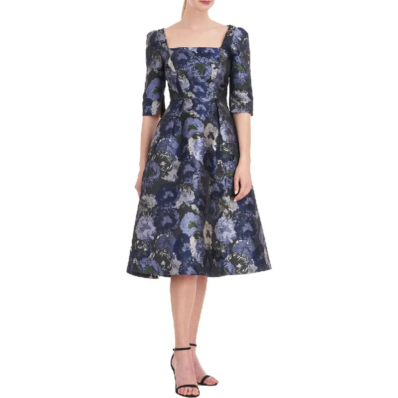 Women's Versatile Apparel Kay Unger New York Womens Floral Print Knee-Length Cocktail And Party Dress