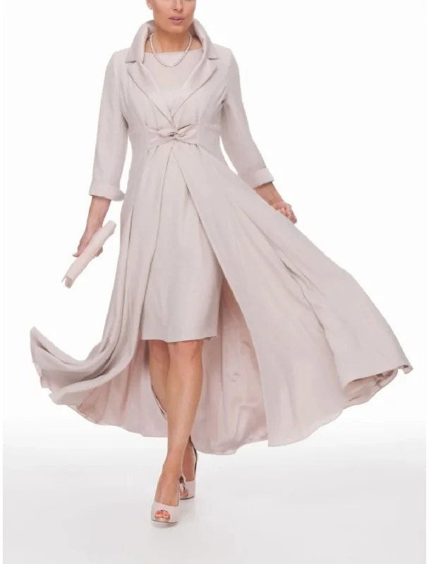 Women's Cozy Outfit For Lounging Two Piece Sheath / Column Mother of the Bride Dress Wedding Guest Party Elegant Winter With Jacket 3/4 Sleeve Shirt Collar Ankle Length Chiffon Pleats Solid Color