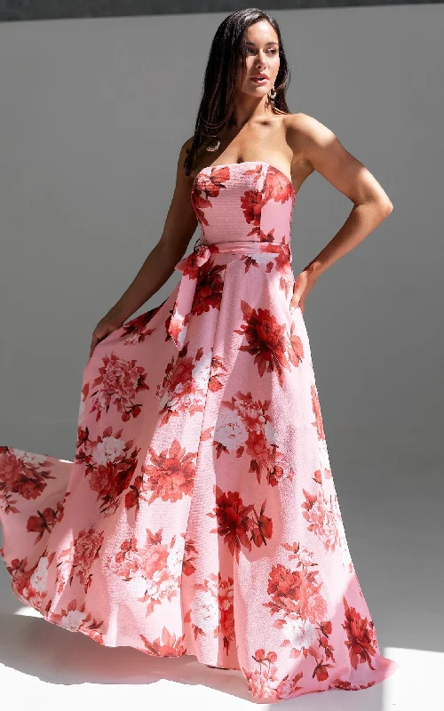 Women's Holiday Outfit Tamra Maxi Dress - Rose Pink Floral