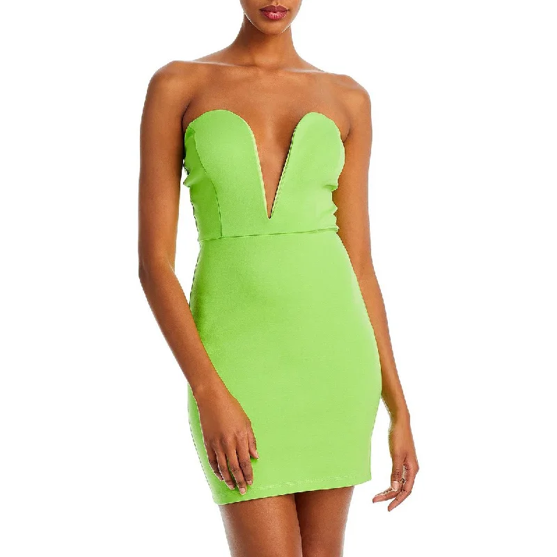 Women's Comfortable Apparel Fore Womens Strapless Plunging Mini Dress