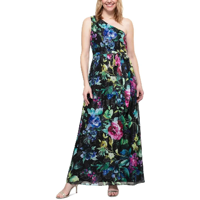 Women's Holiday Clothing Petites Womens Full Length Floral Print Maxi Dress