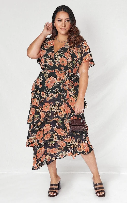 Women's Trendy Apparel Mila Dress - Black Navy Floral