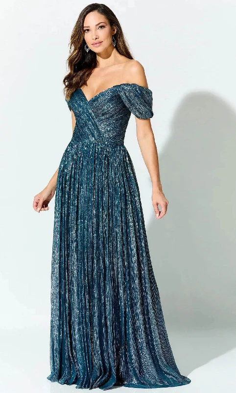 Women's Cozy Clothes Ivonne D ID918 - Glitter Pleated Formal Gown