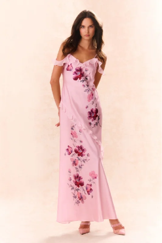 Affordable Luxury Women's Apparel Parisa Silk Floral Maxi Dress