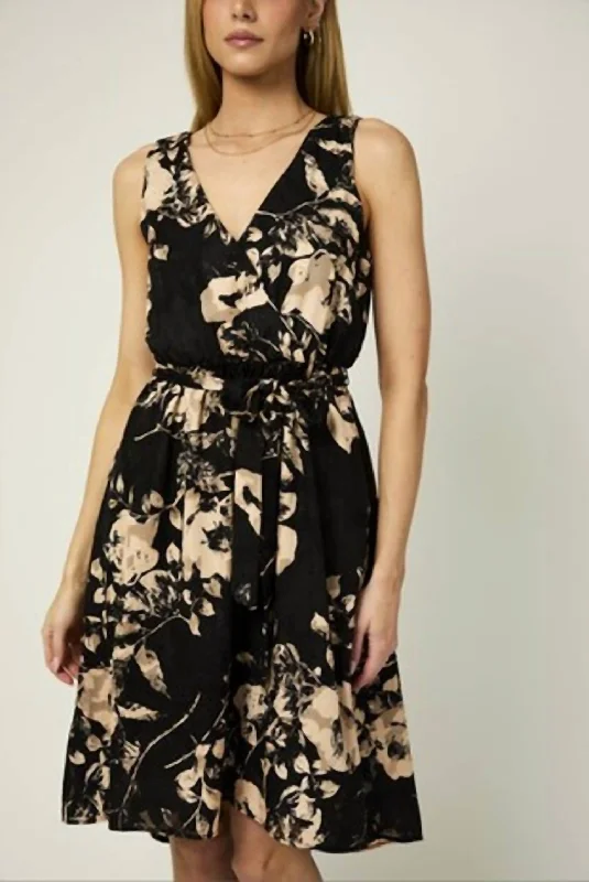 Elegant Clothing For Women Floral Harmony Burnout Hi-Lo Dress In Black