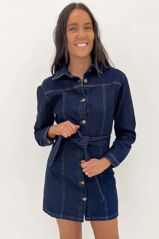 Comfortable Outfit For Women Shannon Denim Mini Dress Blue