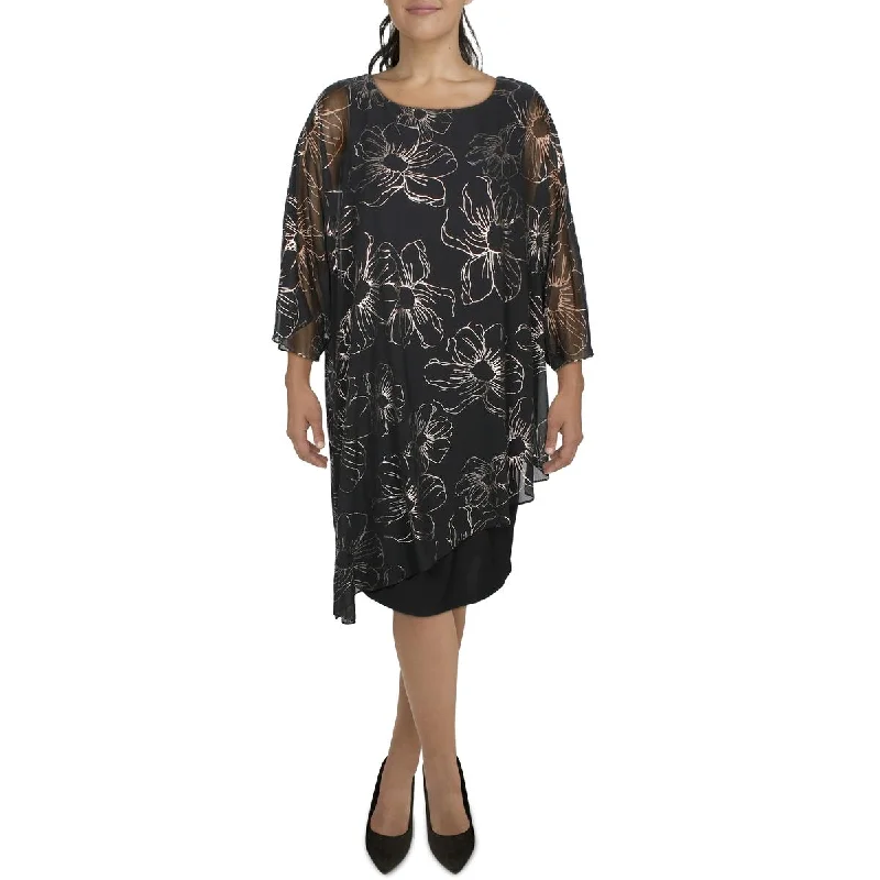 Women's Occasion Wear Clothes Plus Womens Chiffon Floral Cocktail and Party Dress