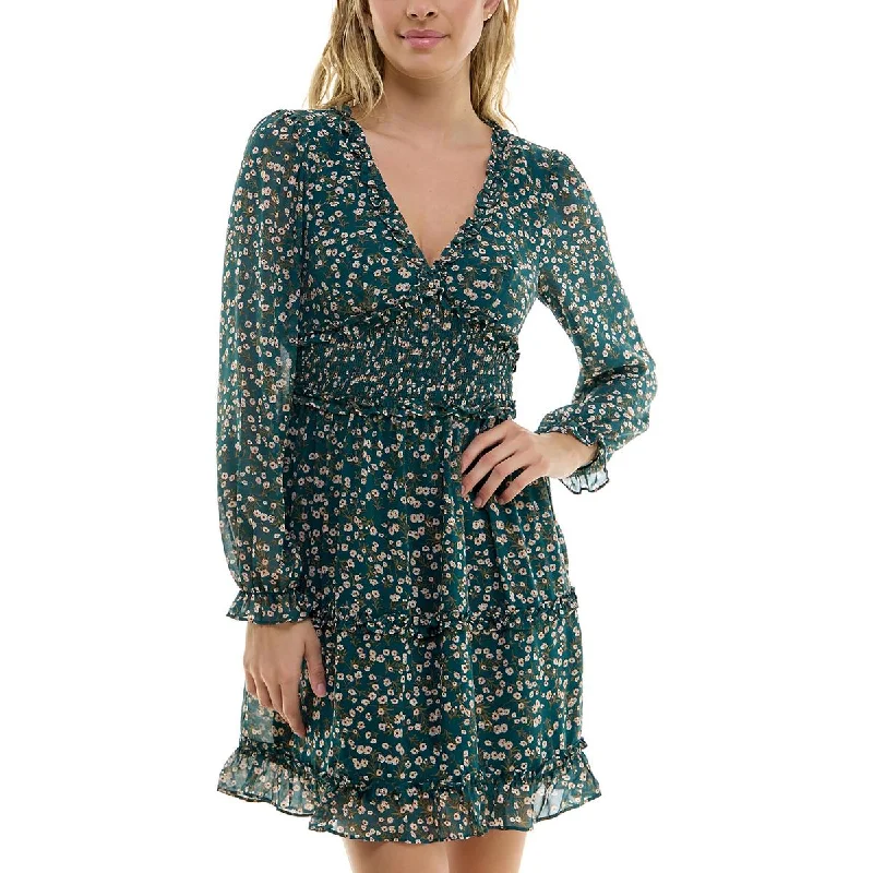 Women's Wardrobe Apparel BCX Womens Juniors Floral Print  Mini Dress