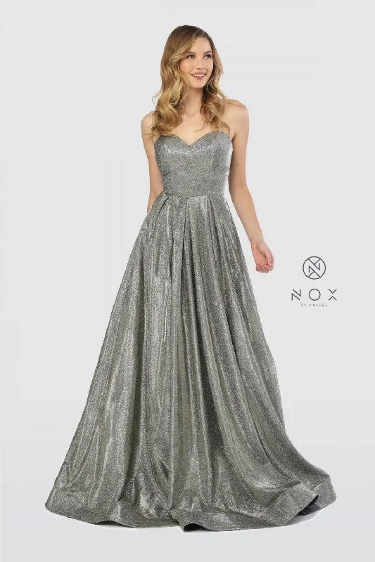 Formal Outfit For Women Long Strapless Metallic Prom Long Dress Evening Gown Sale