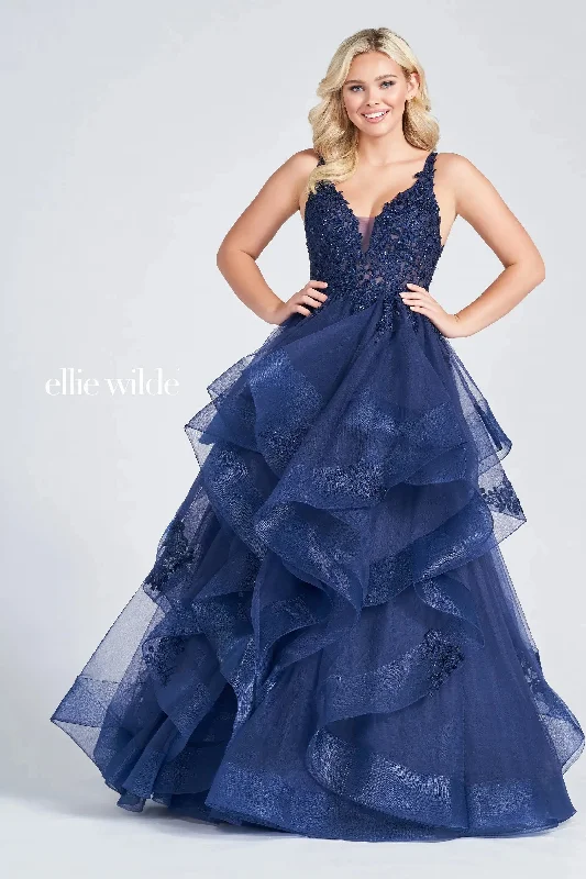 Women's Clothing Sets Ellie Wilde EW122080 Prom Long Dress Tiered ball Gown