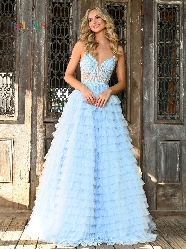 Fashionable Women's Outfit Colors 3219 Prom Long Spaghetti Strap Beaded mesh ball Gown