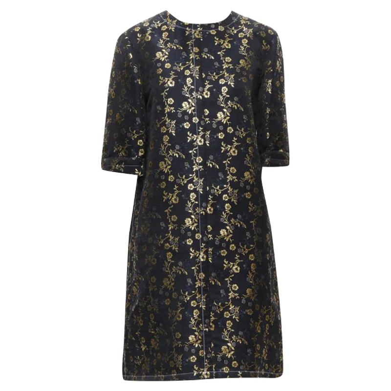 Women's Fashionable Clothing Sets Marni g floral jacquard cuffed sleeve trapeze dress