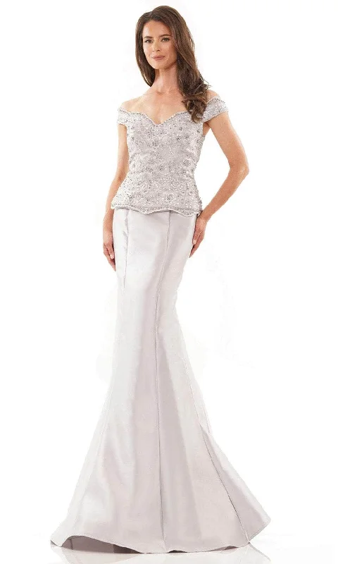 Stylish Women's Outfit Rina di Montella RD2785 - Beaded Off-Shoulder Evening Gown