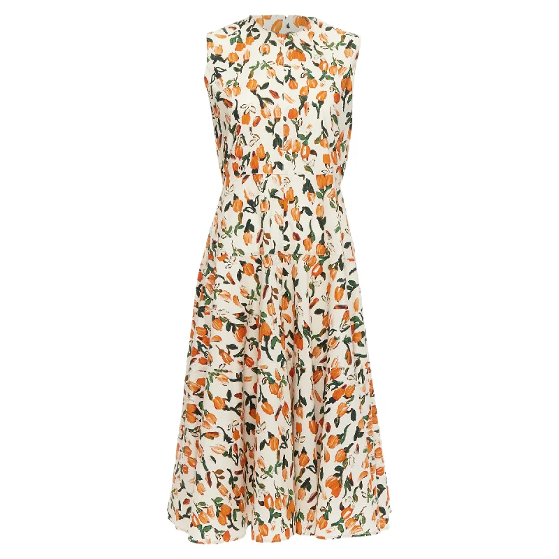 Casual Outfit For Women Marni Cotton Tulip Floral Print Midi Summer Dress