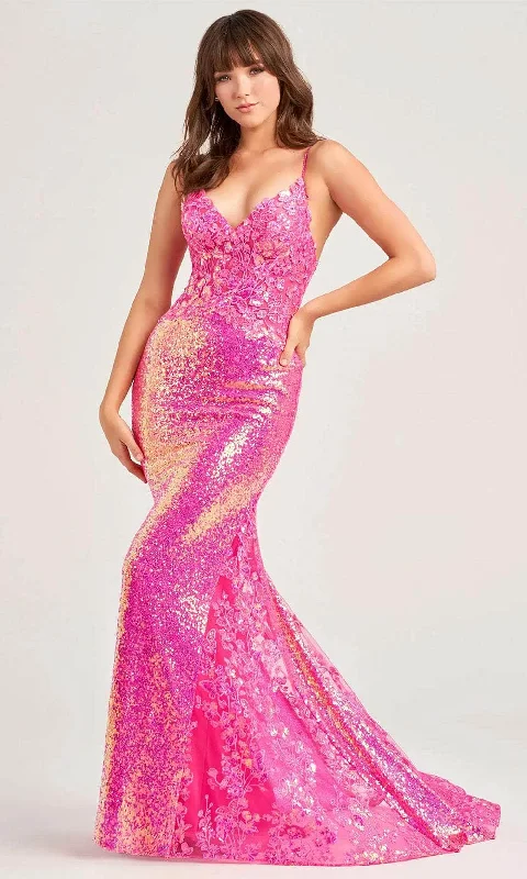 Women's Active Garments For Workouts Ellie Wilde EW35202 - Sequin Embellished Trumpet Prom Gown