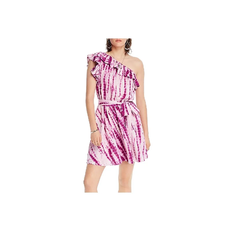 Luxury Women's Clothing LINI Womens Ruffled Tie-Dye Mini Dress