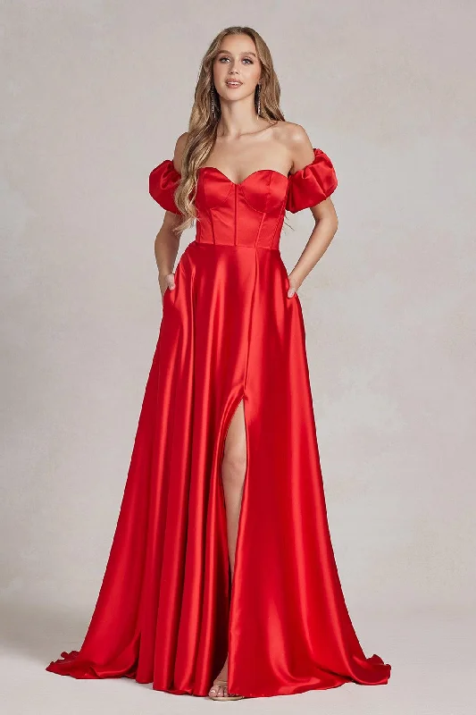 Women's Activewear Outfit Red 14 Nox Anabel K1122 Prom Off Shoulder Long Formal Gown Sale