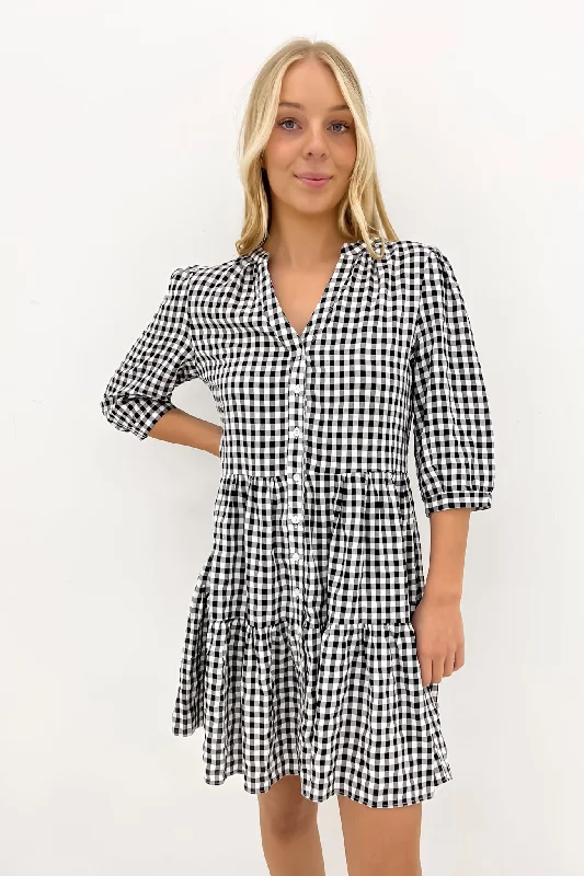 Elegant Women's Attire Mallory Mini Dress Black Gingham