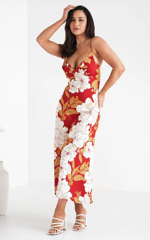 Women's Evening Garments Maddox Maxi Dress - Red Floral