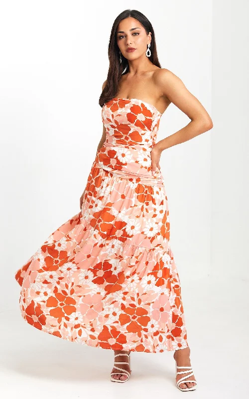 Affordable Women's Outfit Cosima Maxi Dress - Orange Pink Multi Floral