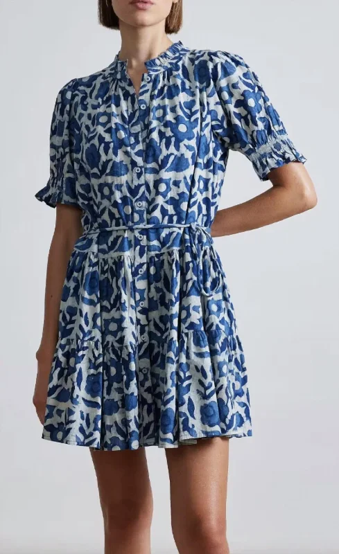 Women's Everyday Clothes Las Alturas Mini Dress In Batik Floral Indigo