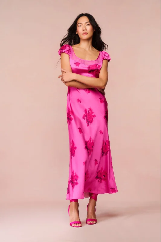 Women's Functional Outdoor Garments Joelette Floral Satin Maxi Dress