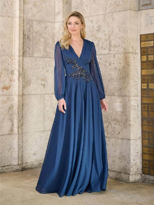 Vintage-Inspired Garments Christina Wu Eleganve 17171 - Surplice V-Neck Appliqued Evening Gown