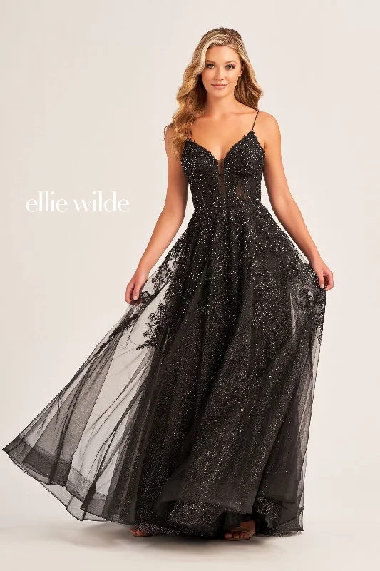 Sustainable Women's Clothing Ellie Wilde EW34036 Long A Line Dress Prom Ball Gown