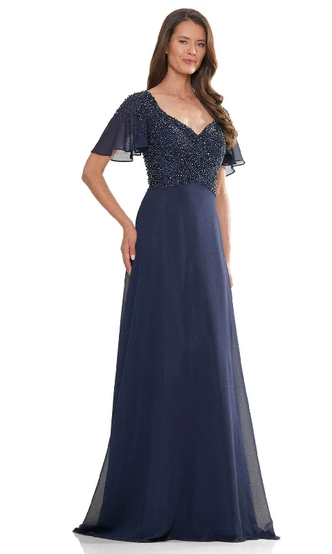 Plus-Size Women's Garments Rina Di Montella RD2907 - Flutter Sleeve Embellished Formal Gown