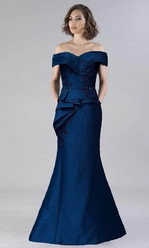 Casual Outfit For Women Gia Franco - Off Shoulder Sheath Formal Gown 12113 - 1 pc Navy In Size 10 Available