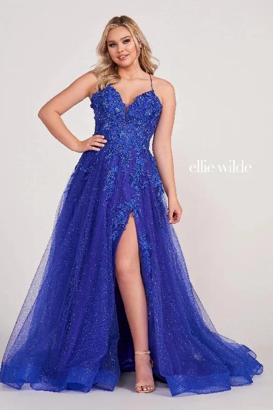 Women's Formal Event Clothing Ellie Wilde EW34042 Long Glitter Ball Gown Prom Dress